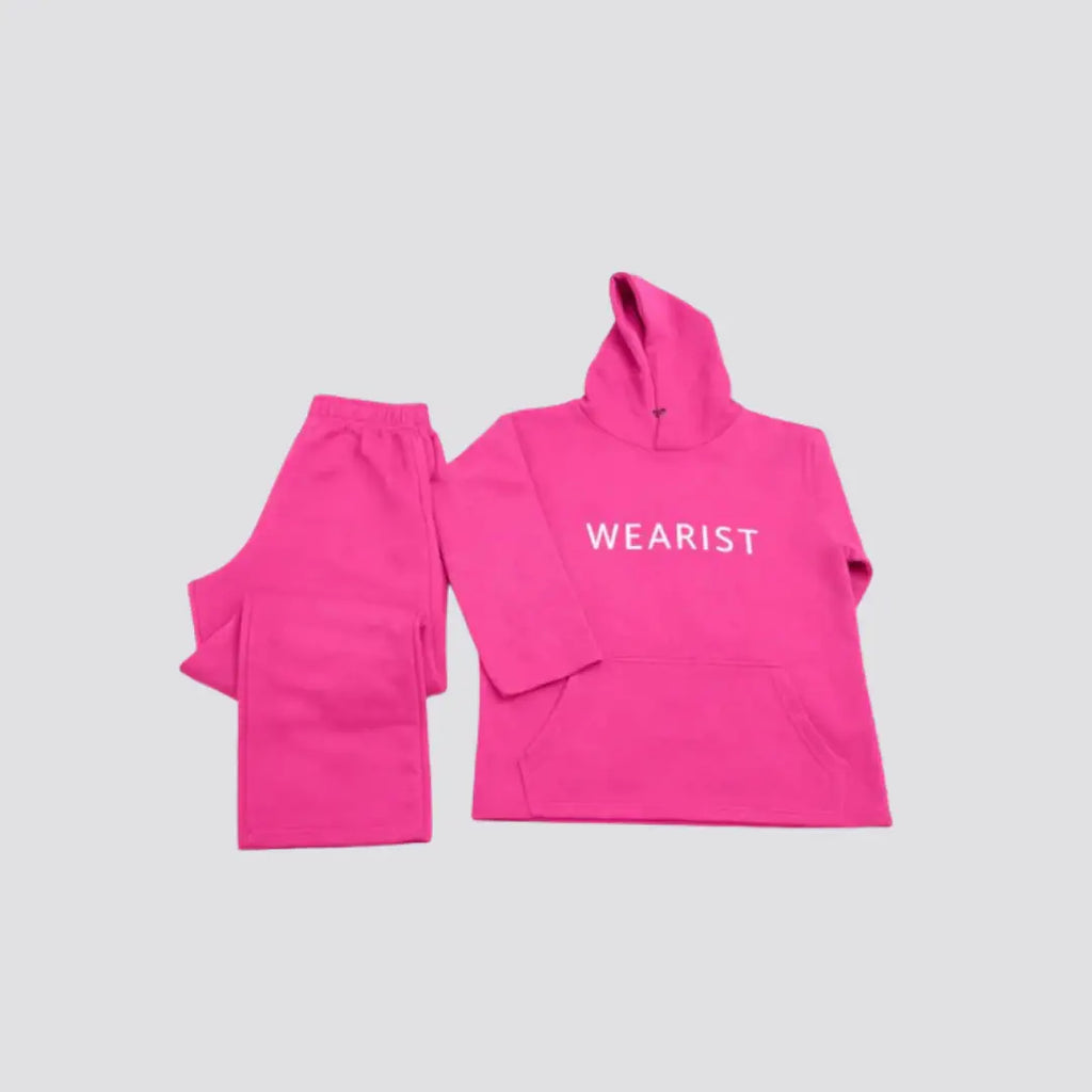 Elovery Women’s Pink Hoodie & Jogger Set – Premium Cotton Fleece Loungewear