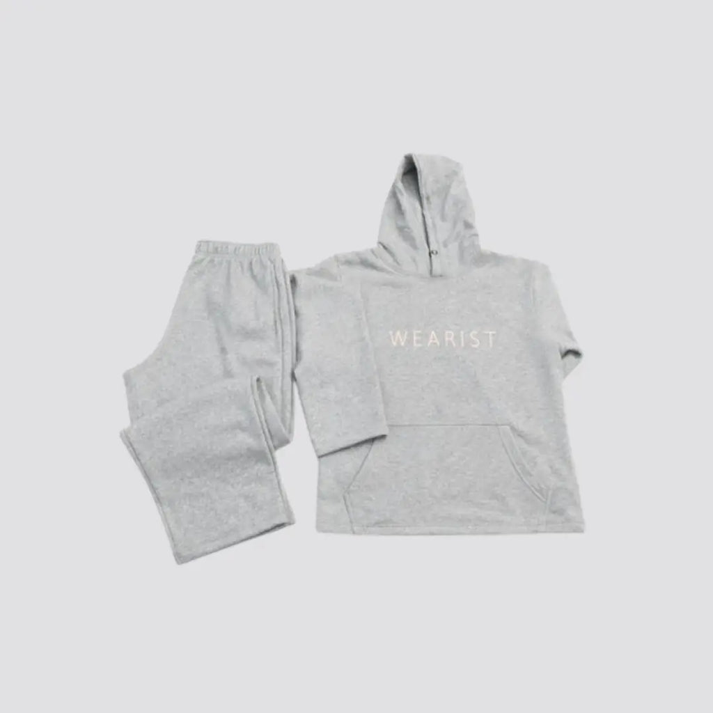 Elovery Women’s Grey Hoodie & Jogger Set – Premium Cotton Fleece Loungewear