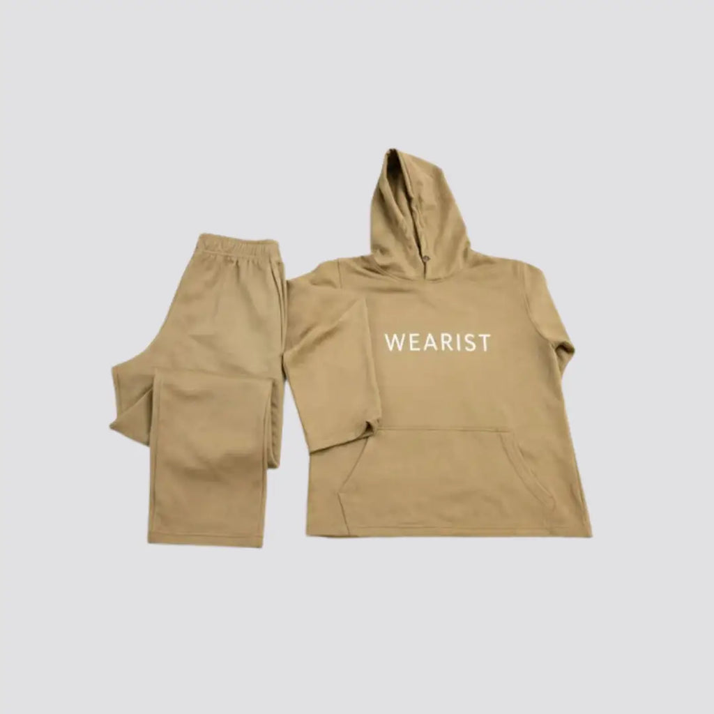 Elovery Women’s Beige Hoodie & Jogger Set – Premium Cotton Fleece Loungewear