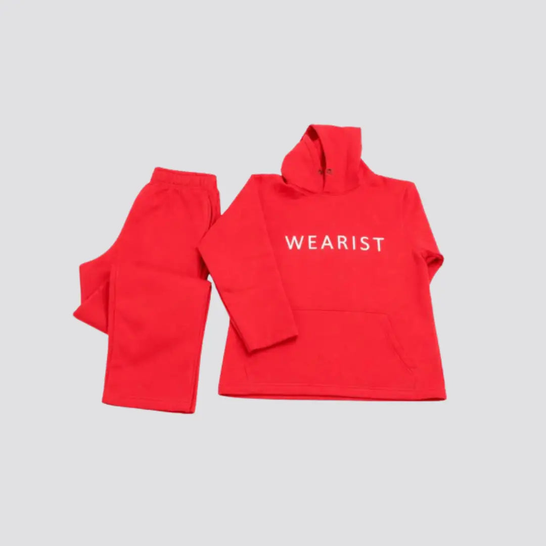 Elovery Women’s Red Hoodie & Jogger Set – Premium Cotton Fleece Loungewear