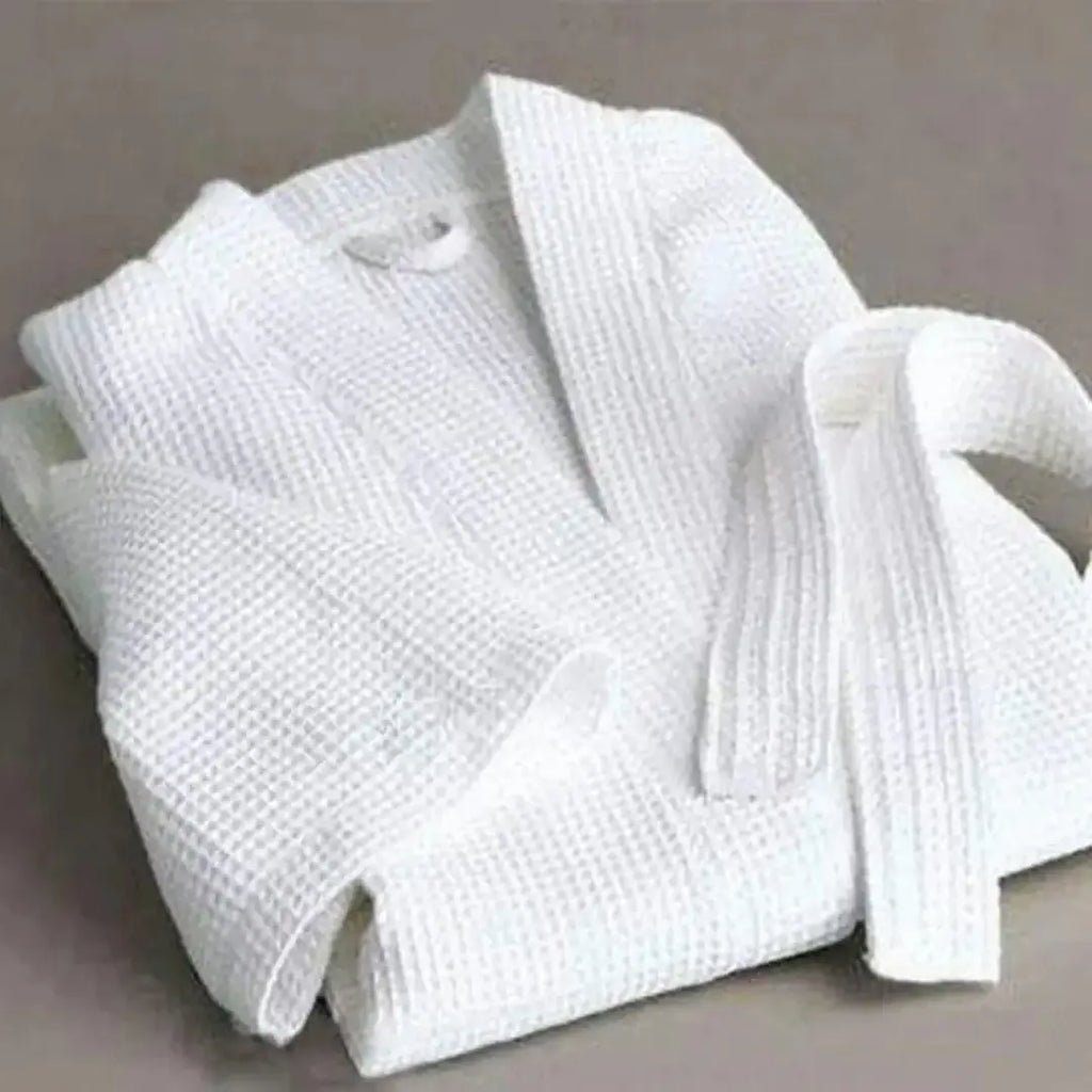 Cotton Waffle Weave Bathrobe – 200 Thread Count Soft & Absorbent Spa Robe