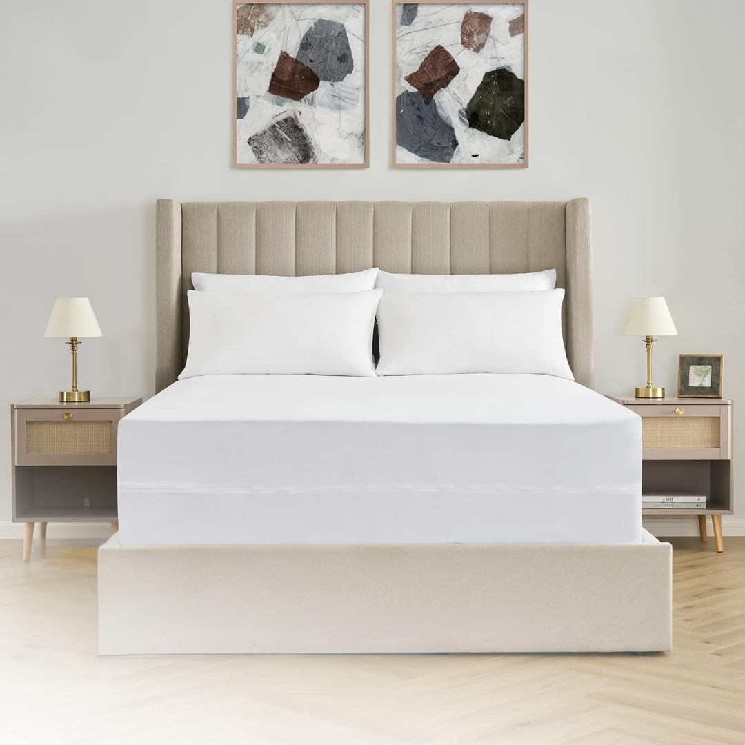 Full Zippered Mattress Protector – 6-Sided Waterproof Encasement, Bed Bug Proof, Breathable Fabric, Fits up to 15”