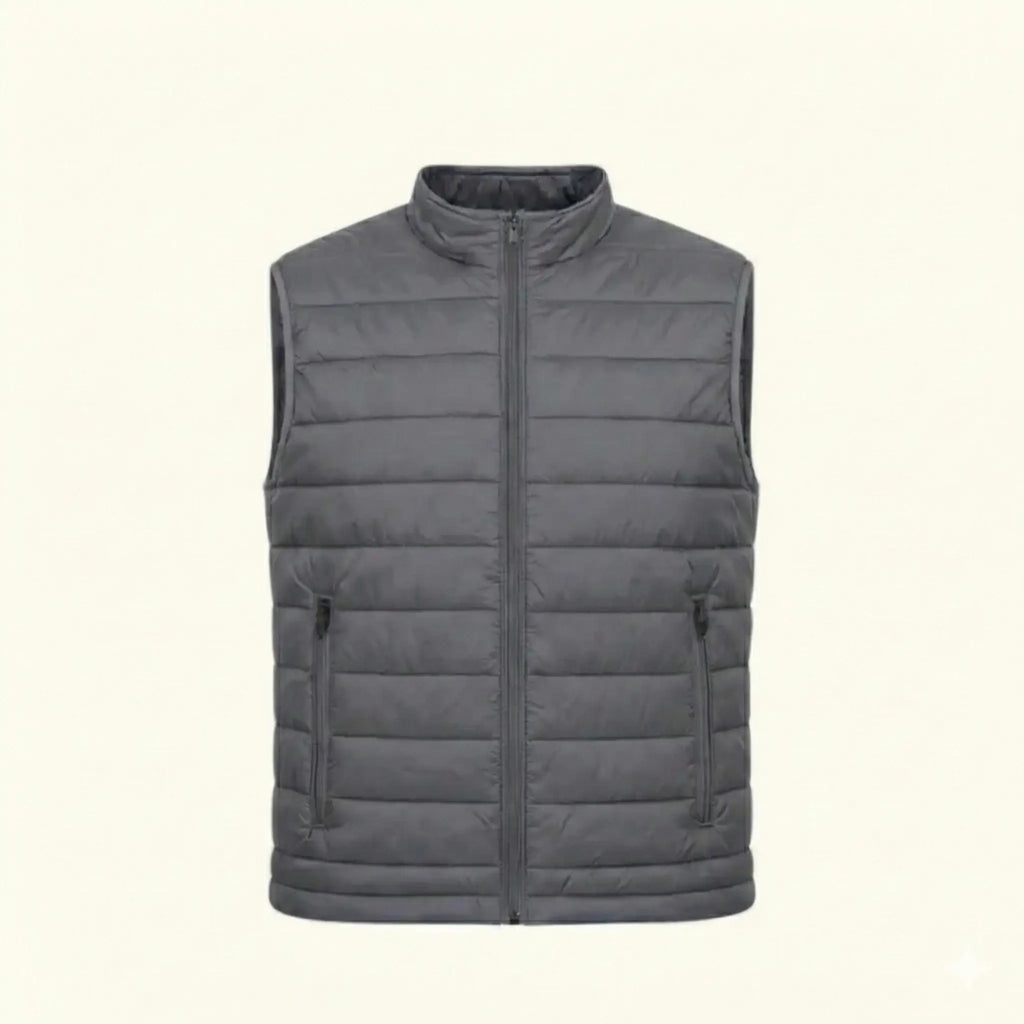 Elovery Men’s Grey Puffer Vest – Lightweight Insulated Sleeveless Jacket